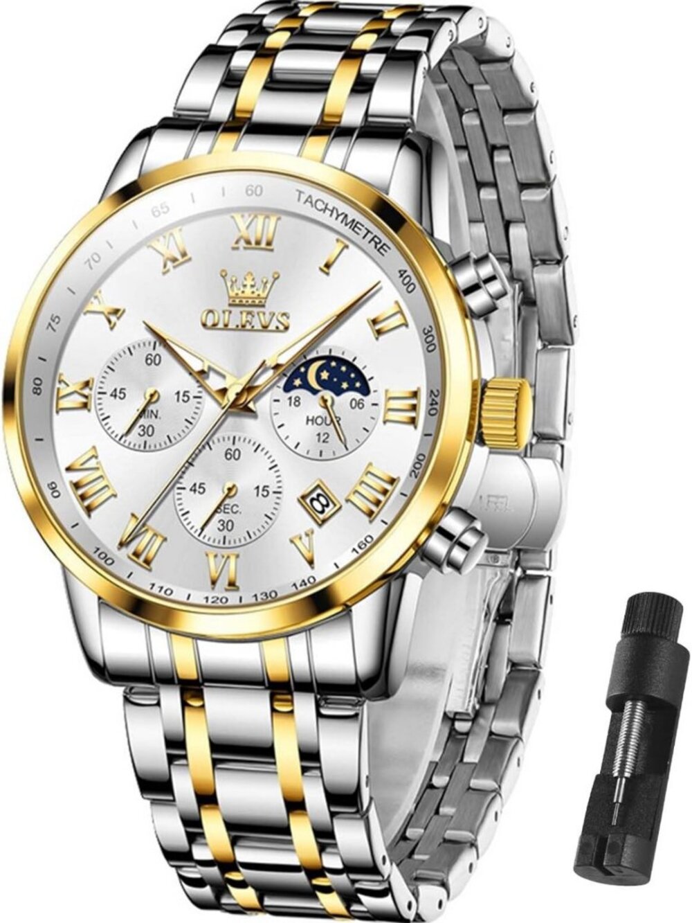 Men's Multifunction Waterproof Chronograph Watch with Luminous Multi-Dial Design